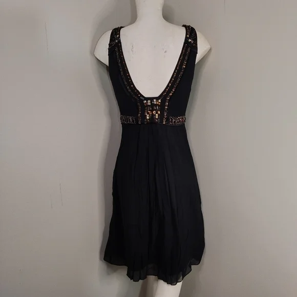 SUE WONG Nocturne Black Beaded Silk Cocktail Dress sz 6 - Picture 5 of 13